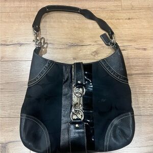 Vintage Coach 10287 Signature Black Jacquard Leather Classic Hobo Handbag Y2K